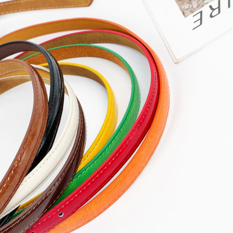 Green Belt for Women, Fine Decorative Accessory for Orange and Yellow Dresses, Coffee-Colored Small Leather Belt, Brown Versatile Jeans for Summer
