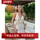 Slim Fit Hollowed Out V-Neck Dress Women's Pure Color Slim Fit Cut Out V Neck Dress