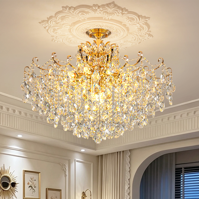 French-Style Crystal Chandelier, Light Luxury and High-End Feel, Living Room Chandelier, 2026 New Model, Main Light for Dining Room, Bedroom, Whole House, Zhongshan Lighting Fixtures