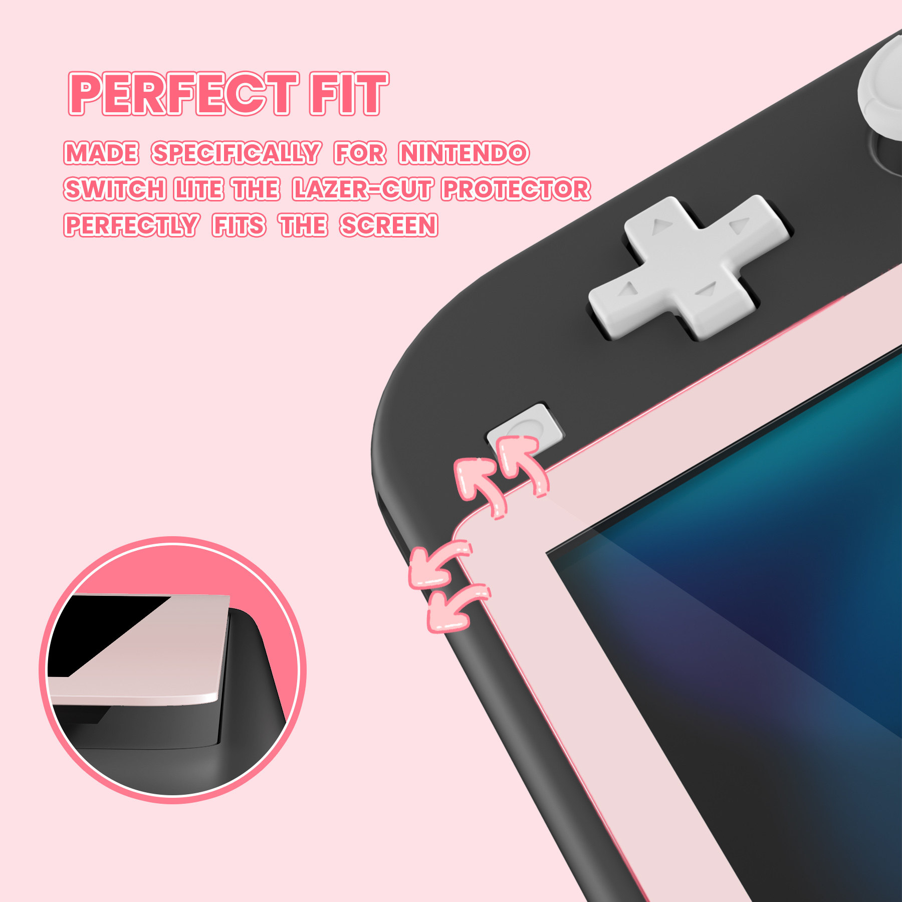 switch钢化膜 extremerate易极改任天堂switch lite彩边钢化膜2片装适用于nsl任天堂游戏机掌机屏幕保护贴膜个性改装全贴合