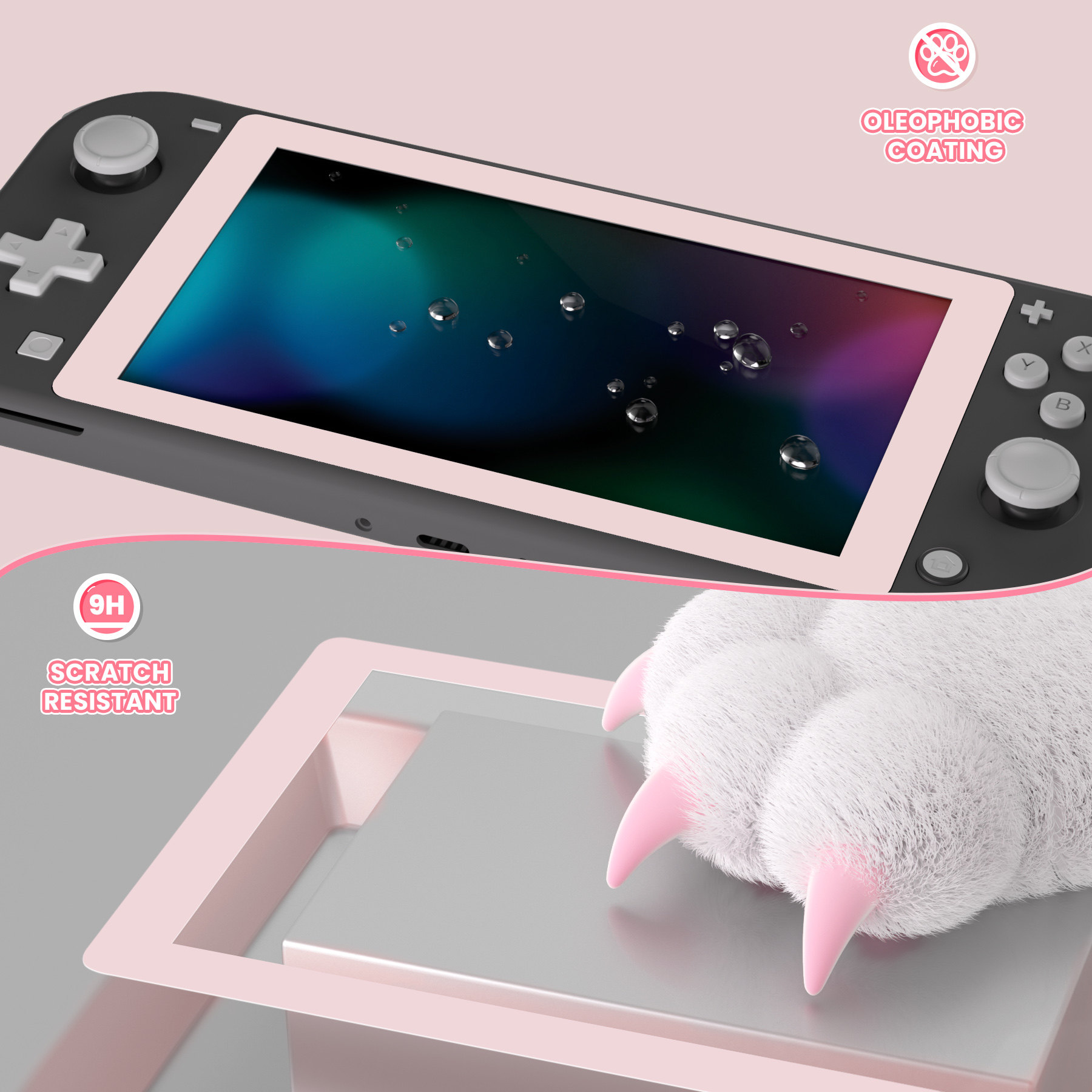 switch钢化膜 extremerate易极改任天堂switch lite彩边钢化膜2片装适用于nsl任天堂游戏机掌机屏幕保护贴膜个性改装全贴合