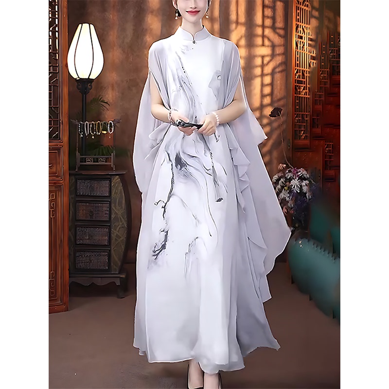 Ge Fei's New Chinese-Style Ink Print Dress for Women, 2026 Autumn New Collection, National Style Fashion, Elegant Waist-Cinching Slimming Dress Ge Fei's New Chinese-Style Ink Print Dress for Women, 2026 Autumn New Collection, National Style Fashion, Elegant Waist-Cinching Slimming Dress