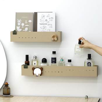Milk tea-colored iron wall partition, household finishing board, storage layered storage rack, simple and creative wall hook