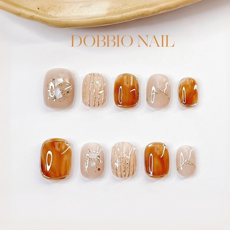 Dobbio【Cinnamon Tea Jelly】 ins Amber Spring High-End Handmade Wearable Nails Short Style Nail Tips Dobbio【Cinnamon Tea Jelly】 ins Amber Spring High-End Handmade Wearable Nails Short Style Nail Tips