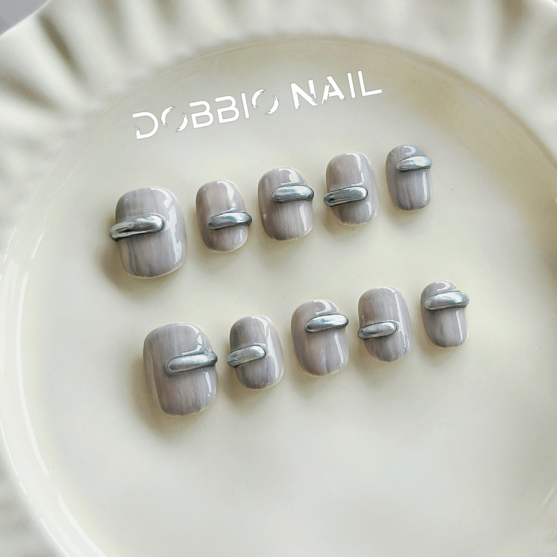 Dobbio【Return to Zero】Gray Design with a Simple and High-End Feel, Handmade Wearable Nail Art for Commuting Dobbio【Return to Zero】Gray Design with a Simple and High-End Feel, Handmade Wearable Nail Art for Commuting