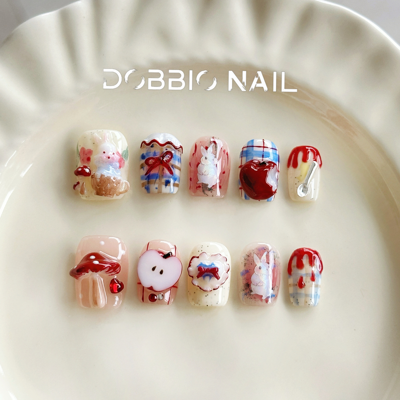 Dobbio【Fairy Tale Town】Heavy-Duty Vintage Cute and Sweet High-End Handmade Wearable Nail Art Nail Tips