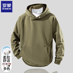 Romon American Retro Hooded Sweatshirt for Men, 2025 Autumn New Trendy Brand High Street Loose Sports Hoodie Jacket