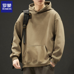Romon 2025 Autumn New Hooded Sweatshirt for Men, Trendy Versatile American Retro High-End Casual Loose Jacket