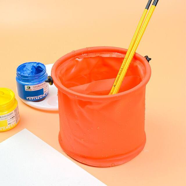 Foldable portable children's bucket for watering and multi-function portable outdoor fishing, fishing, art drawing, brush washing bucket