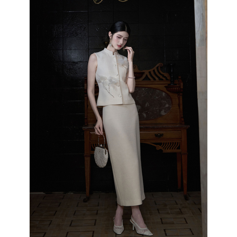 Mid-Year Clearance【Su Jin Nian】New Chinese-Style Wedding Engagement Sleeveless Vest + Skirt Hanfu Set Mid-Year Clearance【Su Jin Nian】New Chinese-Style Wedding Engagement Sleeveless Vest + Skirt Hanfu Set