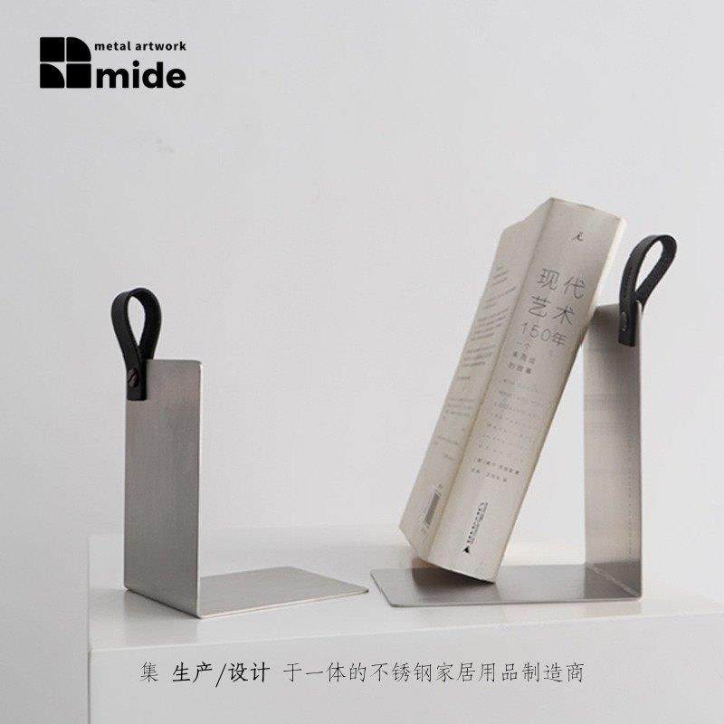 Mide Stainless Steel Bookends Record Magazine Storage File Rack Student Desk Divider Creative Metal Soft Decoration