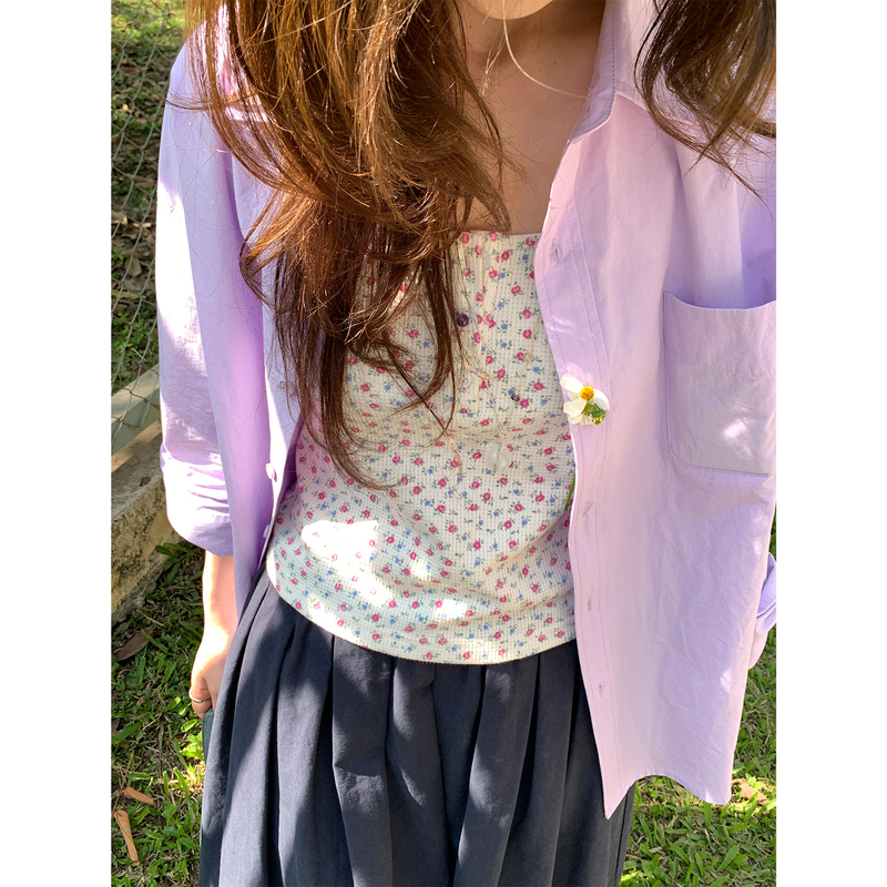 Xxdeli Fragrant Pear Korean-Style Small Floral Camisole, Gentle and Slimming, Can Be Worn as an Inner Layer or Outerwear, Fitted Camisole