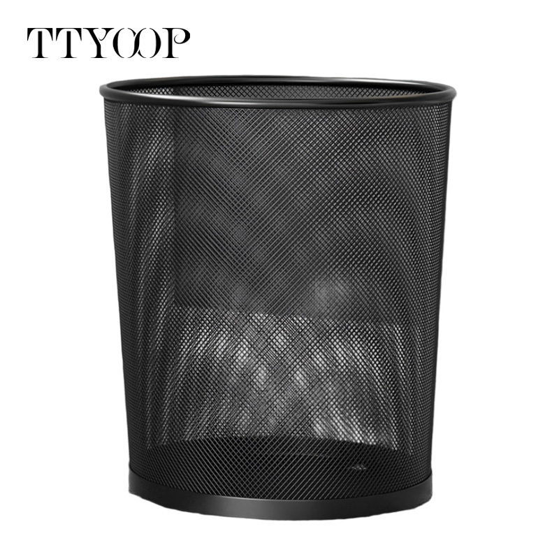 Ttyoop Zh0150 Medium Metal Trash Can (Unit of Price: Piece) Black