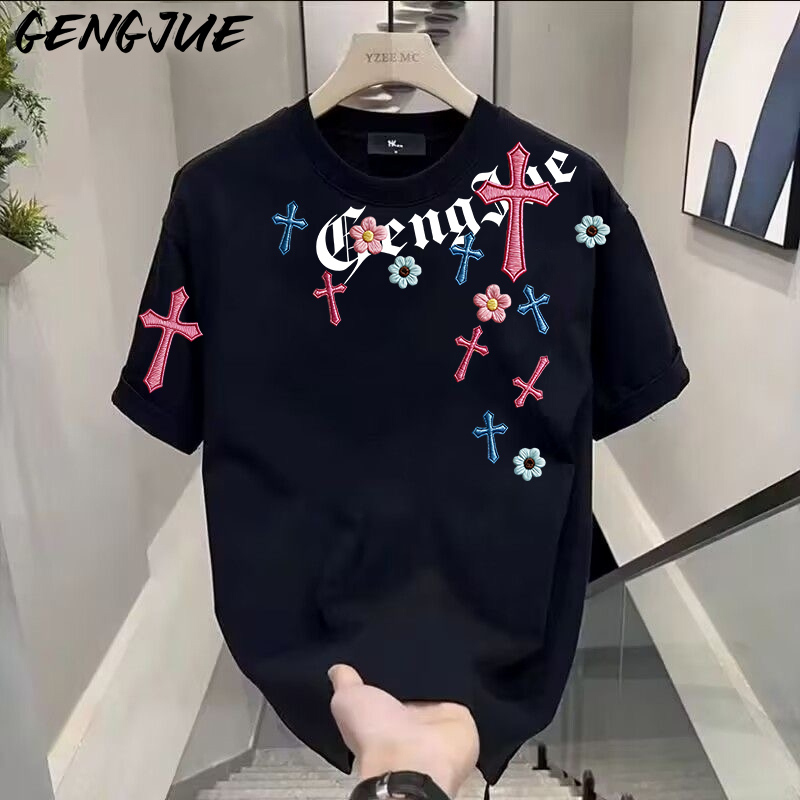 【Trendy Print】Heavyweight Pure Cotton Short-Sleeve T-Shirt for Male and Female Students, Korean Style, Loose Fit, Summer ins Half-Sleeve Top 【Trendy Print】Heavyweight Pure Cotton Short-Sleeve T-Shirt for Male and Female Students, Korean Style, Loose Fit, Summer ins Half-Sleeve Top