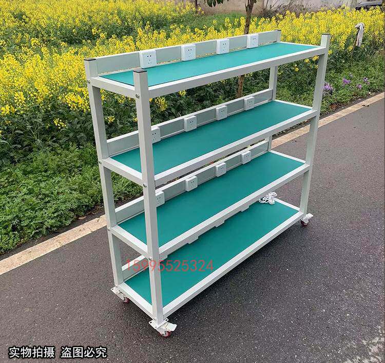 Мучительный 防静电货架老化架测试架多层插排电源多功能货架移动置物架周转车