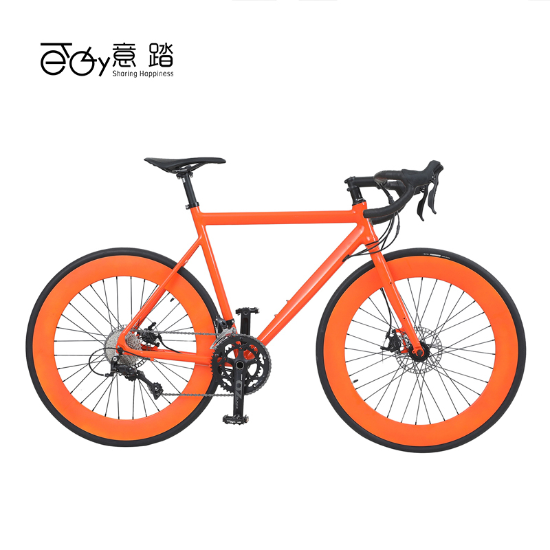 Etaly Urban Commuter Road Bike, 18-Speed, 700C Wheels, Entry-Level Curved Handlebar, Aluminum Alloy, Orange