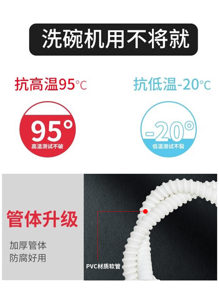 Suitable for Panasonic Dishwasher Drain Pipe, Desktop Extended High-Temperature Resistant Outlet Pipe, Flexible Hose, Drain Pipe, Sewage Extension Pipe