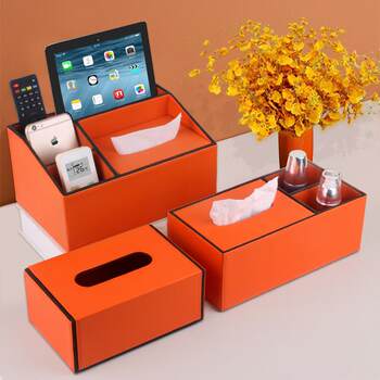 Remote control storage creative living room light luxury tissue box orange cardboard box hotel napkin paper box custom logo