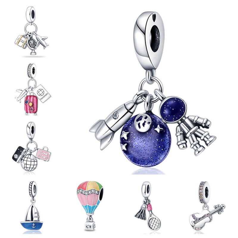 Pan-Style 925 Sterling Silver Bracelet Loose Beads Travel Rocket Astronaut Pendant DIY Beaded Bracelet Accessories Pan-Style 925 Sterling Silver Bracelet Loose Beads Travel Rocket Astronaut Pendant DIY Beaded Bracelet Accessories