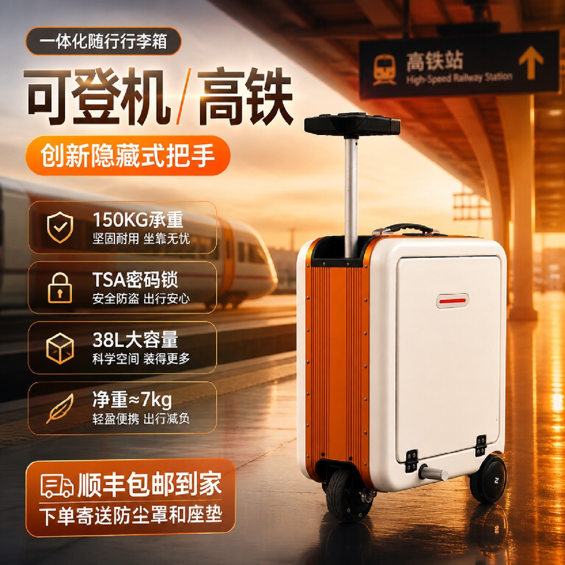 Electric Luggage Suitcase That Can Be Used on Airplanes, Can Be Ridden for Transportation, and Can Accommodate Adults; New Model of Rideable Travel Suitcase Electric Luggage Suitcase That Can Be Used on Airplanes, Can Be Ridden for Transportation, and Can Accommodate Adults; New Model of Rideable Travel Suitcase