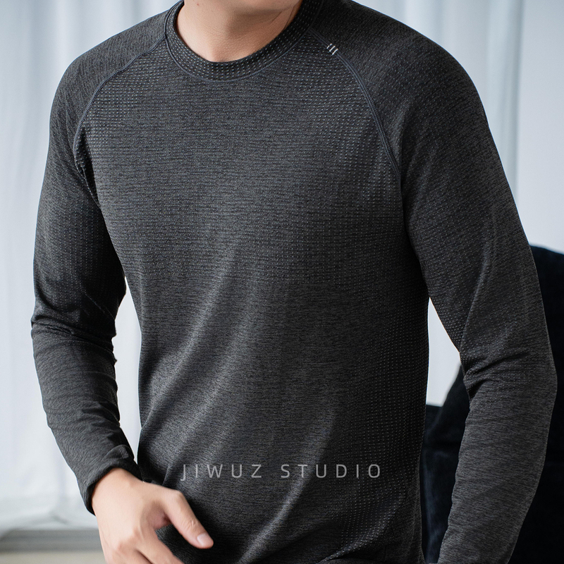 Jiwuz2026 Autumn Sports Fitness Training Stm Seamless Fabric Quick-Drying High-Elastic Long-Sleeved Bottoming T-Shirt for Men Jiwuz2026 Autumn Sports Fitness Training Stm Seamless Fabric Quick-Drying High-Elastic Long-Sleeved Bottoming T-Shirt for Men