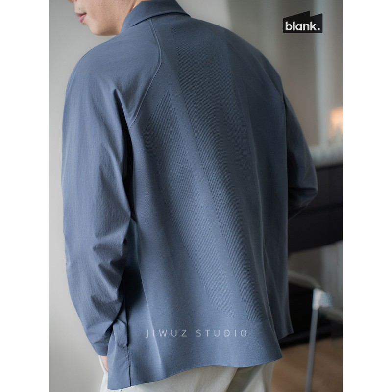 Jiwuz【Black Label Series】Urban Outdoor Cloud Cut Flyknit Shoulder-Sleeve Integrated Turn-Down Collar Layered Long-Sleeve Shirt Jiwuz【Black Label Series】Urban Outdoor Cloud Cut Flyknit Shoulder-Sleeve Integrated Turn-Down Collar Layered Long-Sleeve Shirt