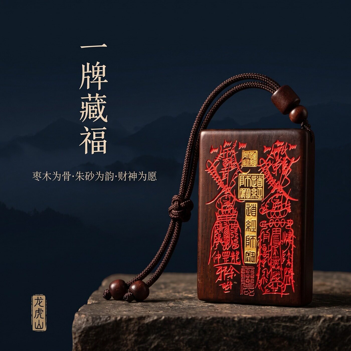 天然雷擊玉化棗木雕刻吊墜