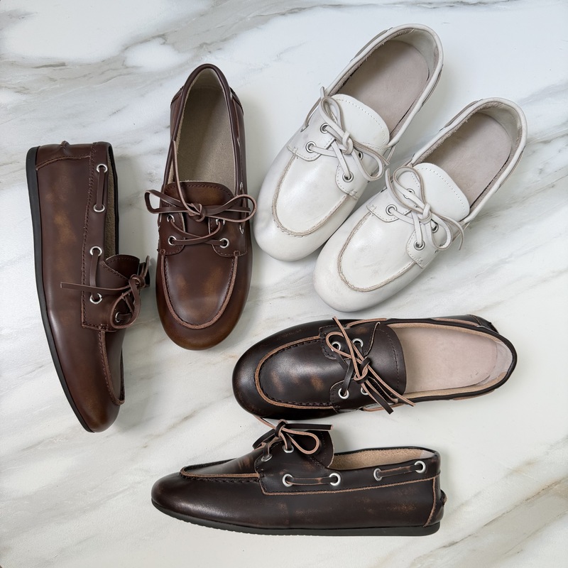 26 Styles of Miu British Style Genuine Leather Lace-Up Bow Loafers for Women, Flat Slip-On Shoes, Versatile
