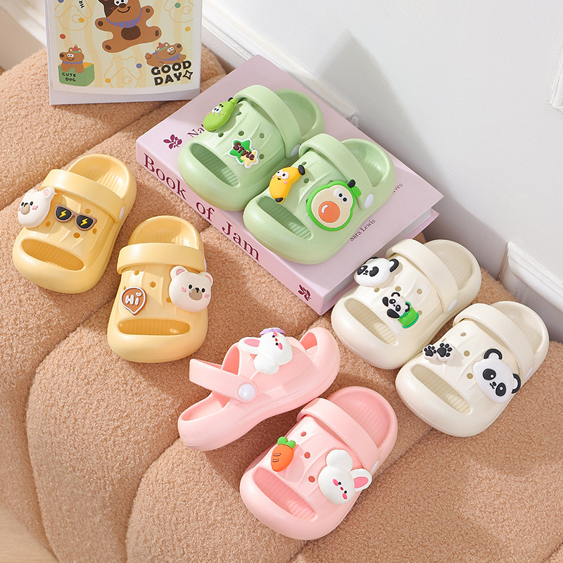 妙童岛儿童拖鞋宝宝洞洞鞋夏季透气男女童包头凉拖室内防滑拖鞋子