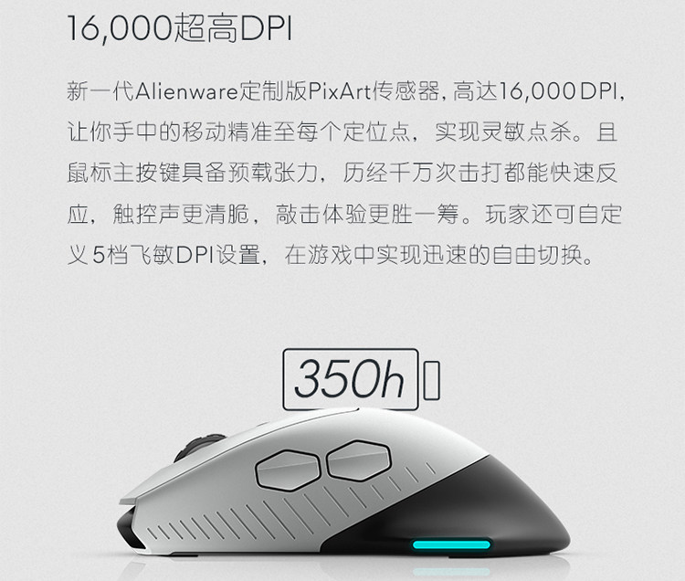 Alienware/外星人AW610M无线游戏鼠标 双模电竞鼠标 RGB高端外设插图4