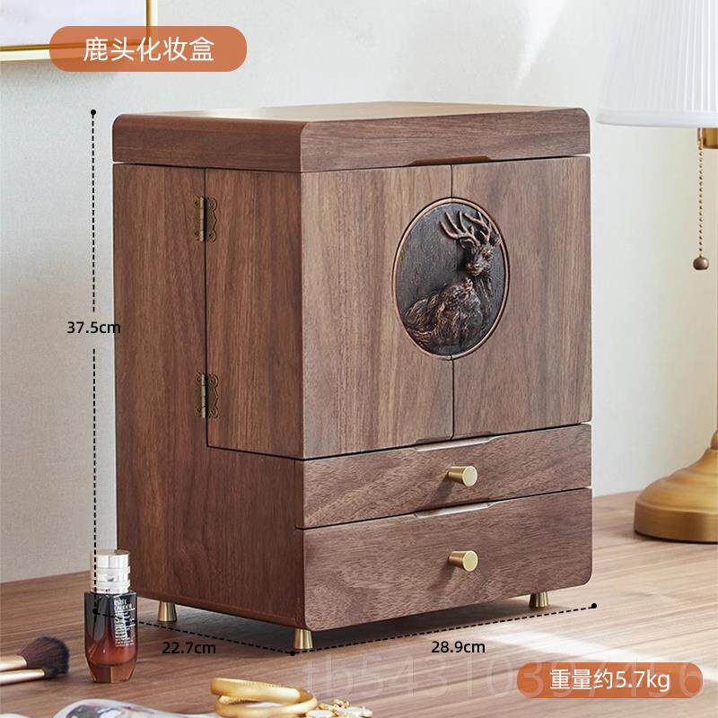 李小璐梳妆台护肤品推荐：正品木质化妆盒收纳神器，真的值得买吗？_