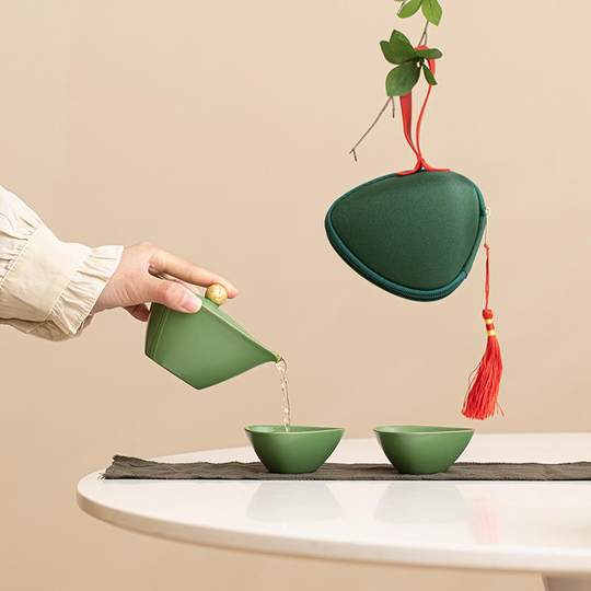 端午粽意旅行茶具户外露营野炊一壶两杯快客杯端午节日商务伴手礼