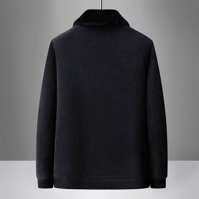 Woodpecker Dad autumn and winter plus velvet cotton coat removable warm jacket casual middle-aged and elderly men's thickened spring coat