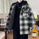 Woodpecker Autumn and Winter Style Fleece-Lined Thick Plaid Jacket for Boys, Stylish Jacket for Middle and High School Students, Cotton-Padded Jacket for Older Children