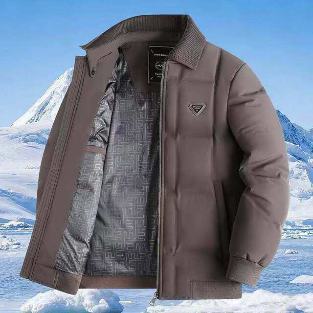 Woodpecker Winter Men's down Jacket for Young and Middle-Aged Men, White Duck Down, Casual Knit Collar, Detachable Warm Coat Top