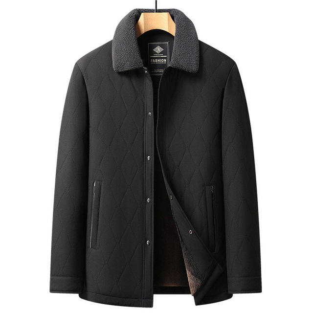 Woodpecker Men's Thickened Velvet Warm Cotton Clothes Middle-aged Dad's Home Padded Clothes Grandpa Winter Clothes Padded Jacket