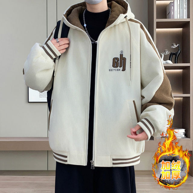Woodpecker's new autumn and winter baseball uniform jacket for men's junior high school and high school students plus velvet and thickened jacket for older children.