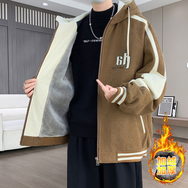 Woodpecker's new autumn and winter baseball uniform jacket for men's junior high school and high school students plus velvet and thickened jacket for older children.