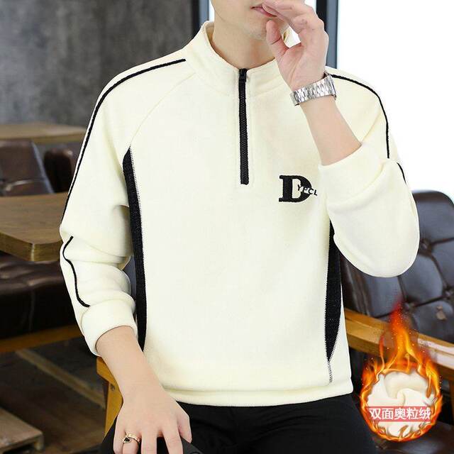 Woodpecker 2025 Winter New Men's Half-Zip Sweatshirt, Thickened and Warm, Fleece Base Layer Top