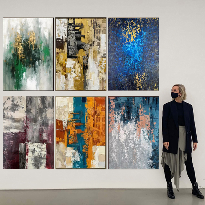 Niche Abstract High-End Vintage Wabi-Sabi Style Oil Painting for Living Room, Hotel Model Room, Entrance, Dining Room Wall Decoration Hanging Painting