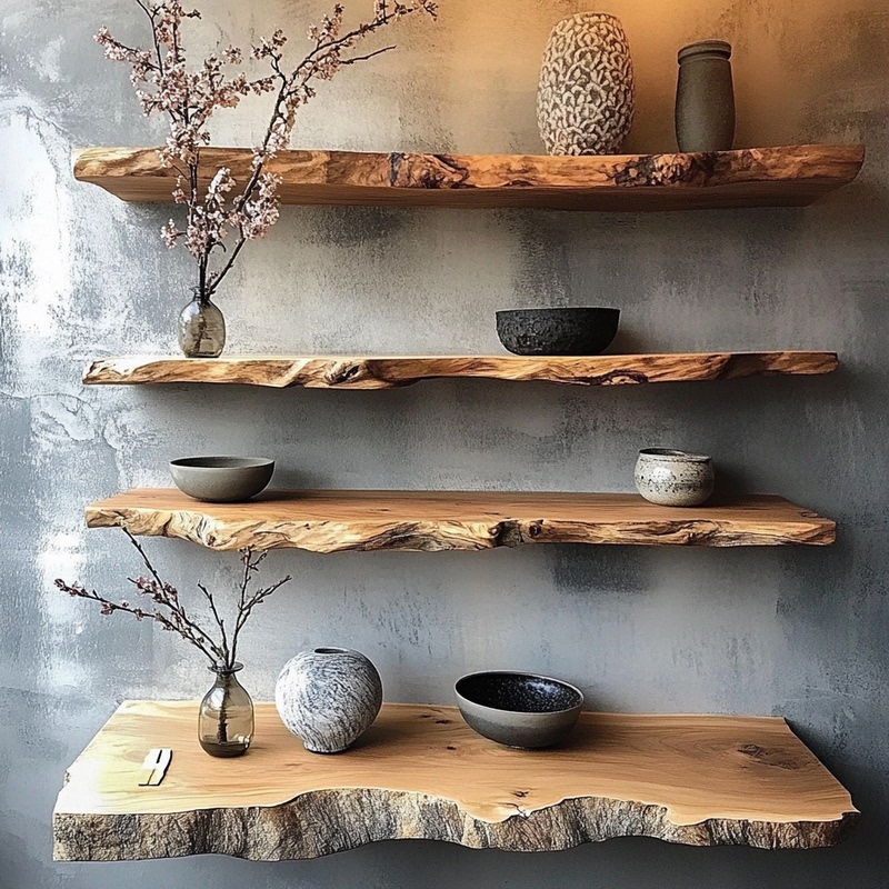 Irregular Wall-Mounted Storage Bookshelf, Straight Shelf, Solid Wood Shelf, Storage Rack, Living Room Wall Decoration Rack