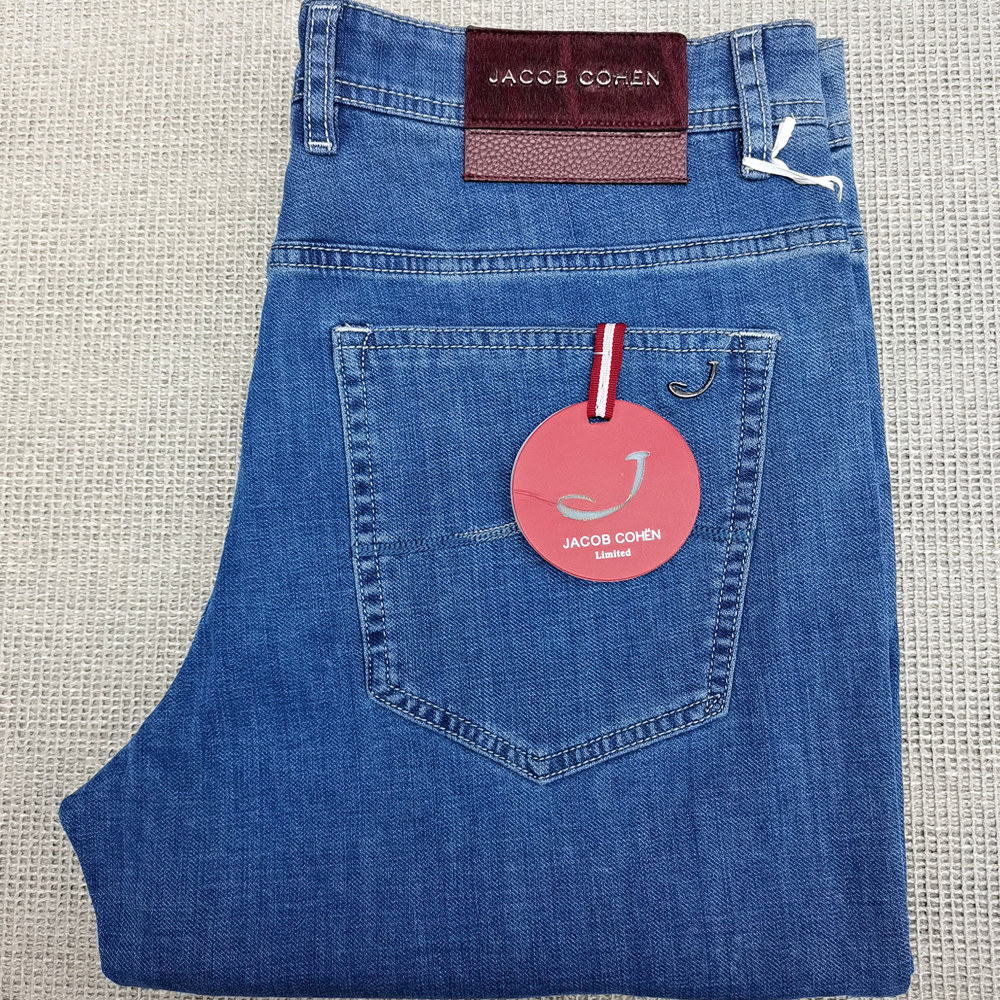 JACOB COHEN牛仔裤2025春夏薄新时尚直筒刺绣舒适男士奢华潮裤子