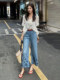 Designed Floral Hollow-Out Jeans for Women, 2025 Summer Thin Style, Plus Size, Pear-Shaped Body, High-Waisted Straight Wide-Leg Pants