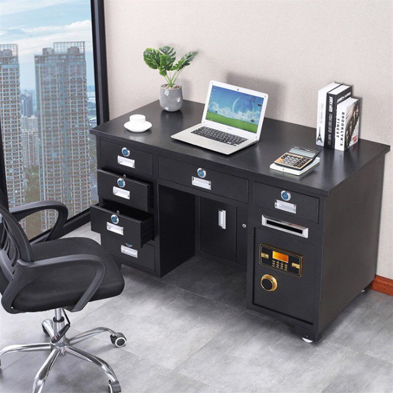 All-steel insurance and anti-theft financial desk with safe box integrated desk electronic fingerprint password cashier desk