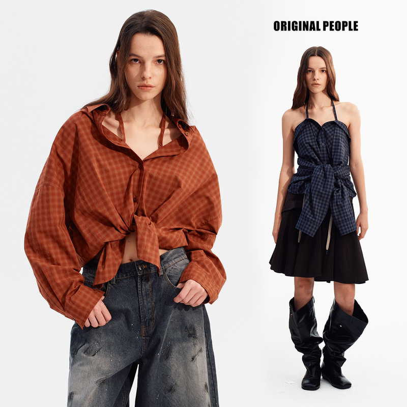 Original People Women's Versatile Design Retro Plaid Physical Sun Protection Shirt