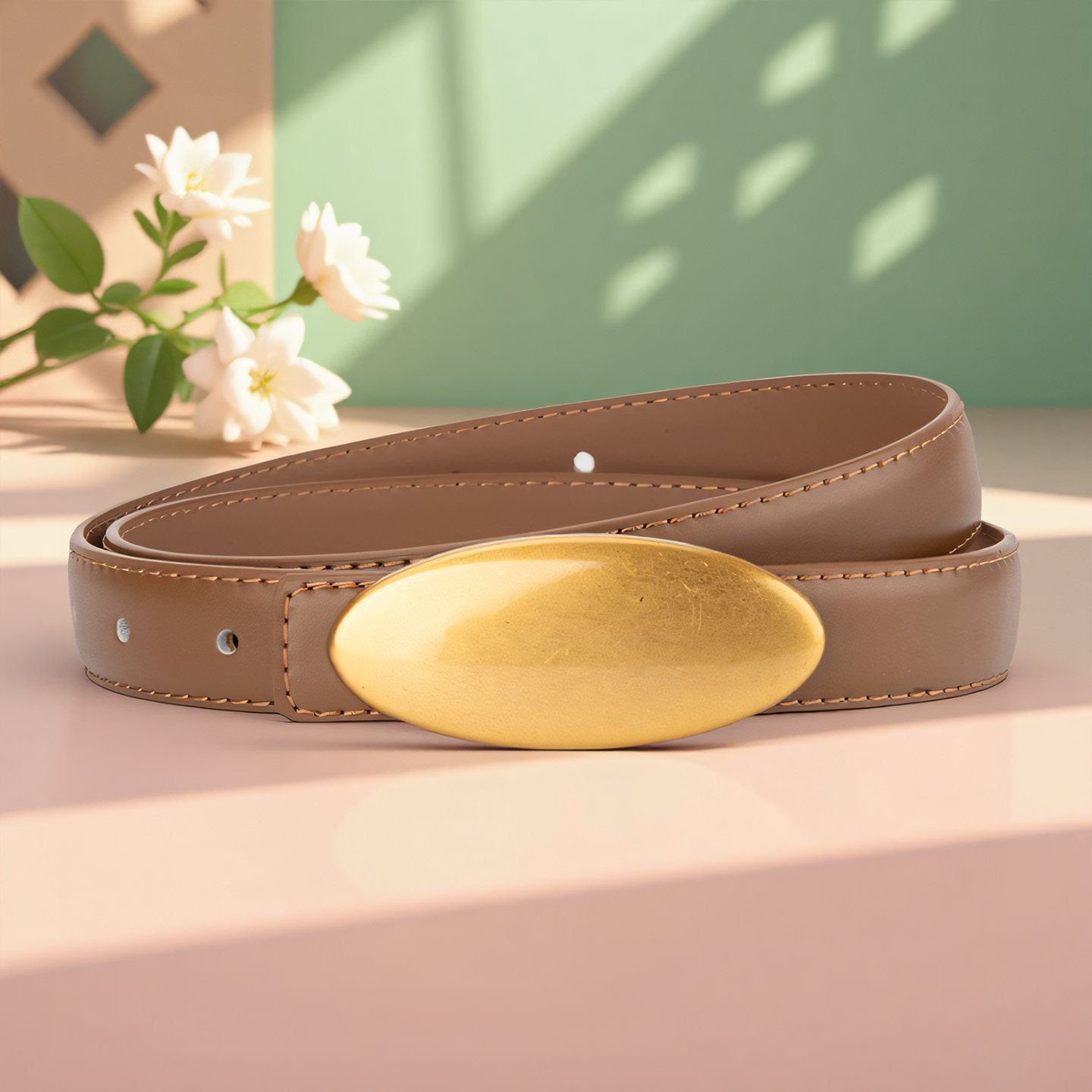 2025 New Genuine Leather Women's Belt Fashionable and Versatile Decoration Matching Skirt Jeans Oval Buckle Cowhide Belt