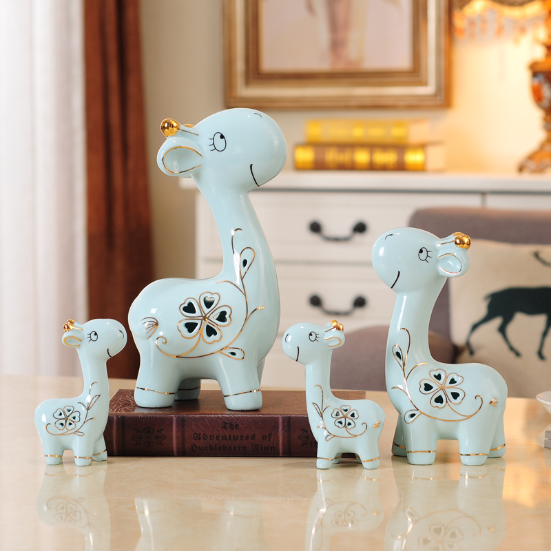 Creative Ceramic Ornaments for the Living Room, a Family of Three, a Deer and a Child Figurines, Home Decorations, Wedding Gifts for Newlyweds, a Pair Creative Ceramic Ornaments for the Living Room, a Family of Three, a Deer and a Child Figurines, Home Decorations, Wedding Gifts for Newlyweds, a Pair