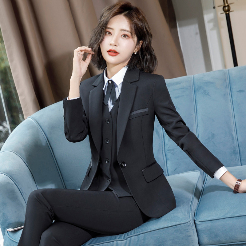 Career Suit Women Fashion Temperament Korean Version Online Red Suit 2022 Autumn Winter New Business Positive Dress Work Clothes