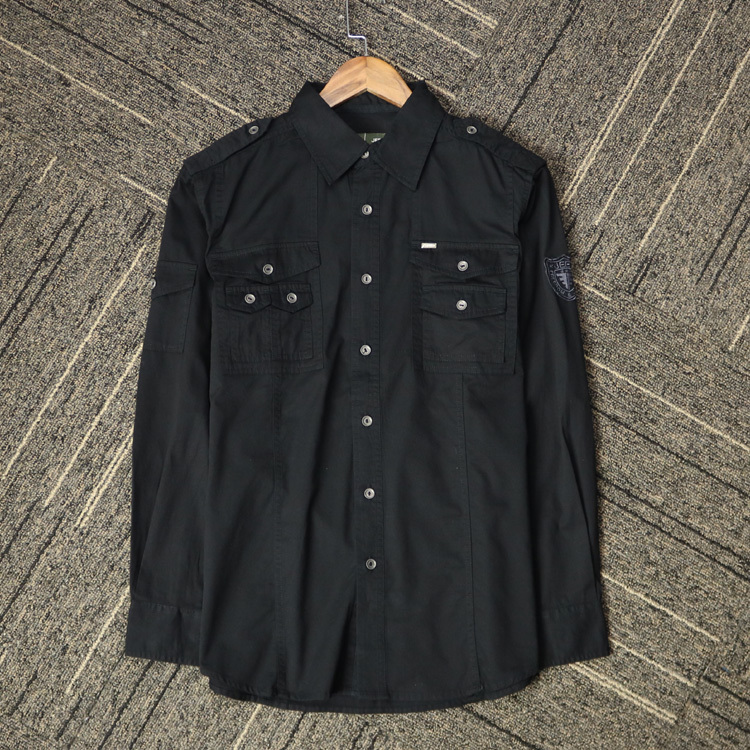 Outdoor American Military Style Casual Long-Sleeved Shirt Pure Cotton Men's Shirt