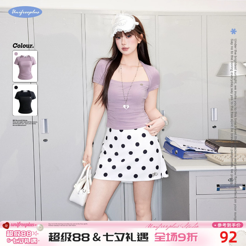 Unifreeplus【Rhomboid Muscles Appear to Disappear·Ice Cream T】Plus-Size Short-Sleeve T-Shirt, Slim-Fit Inner Top Unifreeplus【Rhomboid Muscles Appear to Disappear·Ice Cream T】Plus-Size Short-Sleeve T-Shirt, Slim-Fit Inner Top